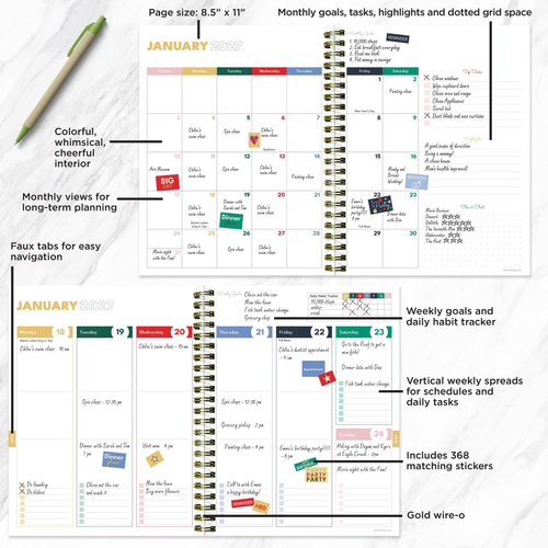 July 2026 - June 2027 Yellow Linen Weekly Monthly Planner - 619344386819