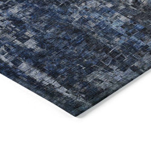 9' X 12' Blue Navy Blue And Denim Blue Abstract Washable Indoor Outdoor Area Rug - 608219161996