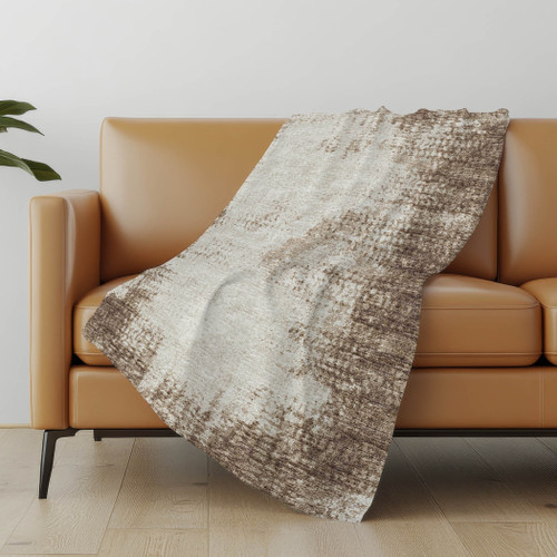 50" X 70" Brown And Beige Abstract Polyester Woven Plush Throw Blanket - 880024702650