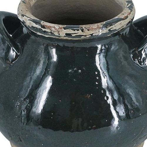 7" Dark Green And Sand Terracotta Round Jug Vase - 880024919317