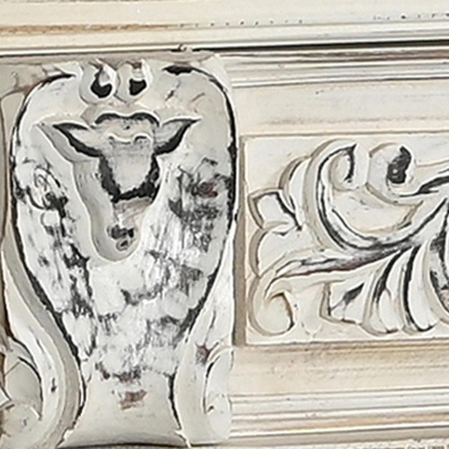 118" White Distressed Solid Wood Carved Floral Six Drawer Sideboard with Six Doors - 880016461008