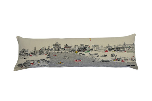 Homeroots Home Decor Rome Daylight Skyline Lumbar Decorative Pillow, White, 45 Inches