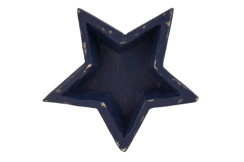 10" Blue Solid Wood Star Shaped Dough Bowl - 880016639858