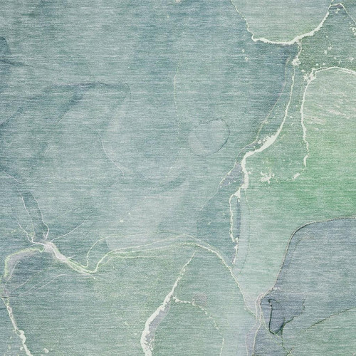 8' X 10' Teal And Ivory Abstract Washable Area Rug With UV Protection - 880024975078