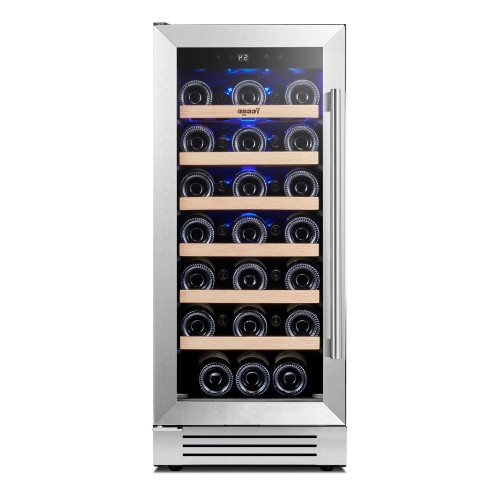 34" X 15" Silver Stainless Steel Single Compartment Wine Refrigerator - 880024669069