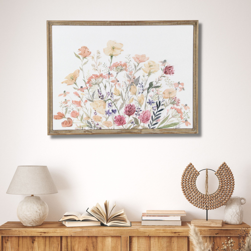 Flower Bouquet Metal Wood Framed Art - 880016701661