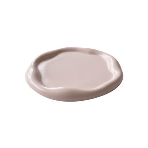 7" Pale Pink Resin Handmade Round Trinket Tray - 880016608922