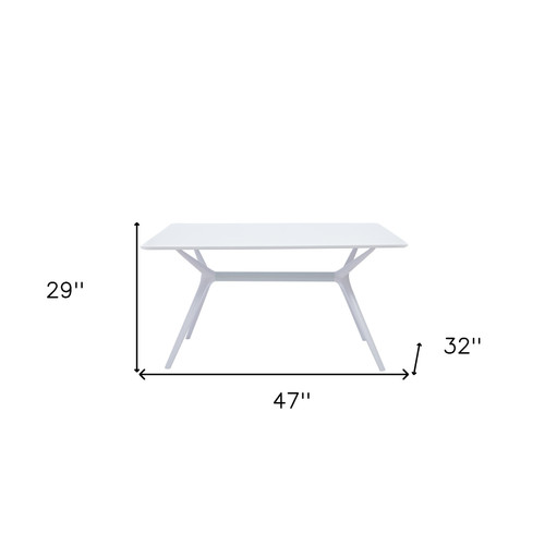 47" White Wood and Heavy Duty Plastic Trestle Base Dining Table - 880016798784