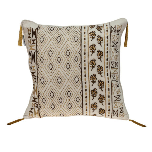 Homeroots Home Decor Gold and Bronze Embroidered Decorative Throw Pillow