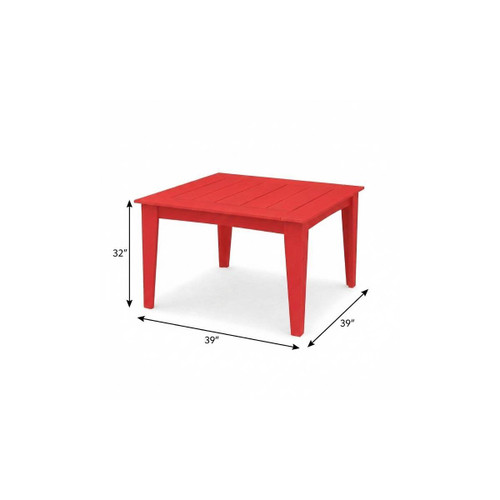 39" Red Heavy Duty Plastic Square Outdoor Dining Table - 880024930626