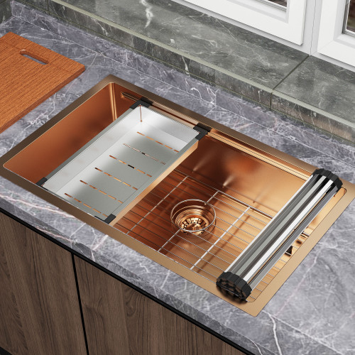 9" X 30" Gold Stainless Steel Undermount Kitchen Sink - 880024658582