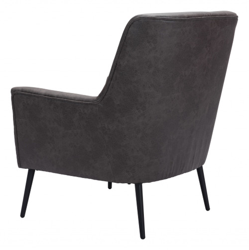 29" Grey Faux Leather And Gold Arm Chair - 808230051942