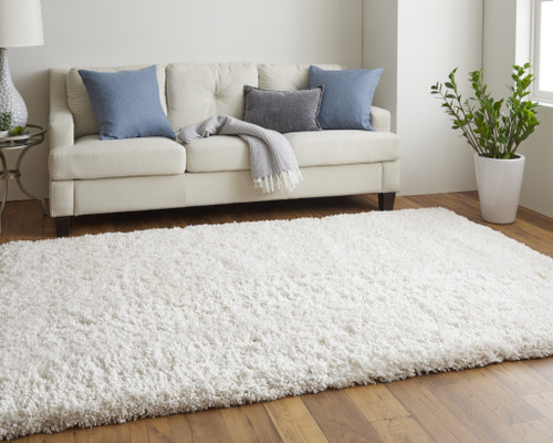 9' X 12' Ivory Shag Hand Tufted Area Rug - 608219143282