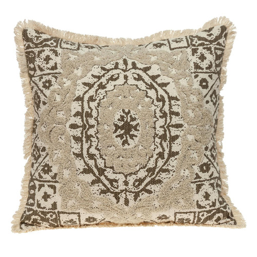Homeroots Home Decor Boho Garland Beige and Brown Decorative Accent Pillow