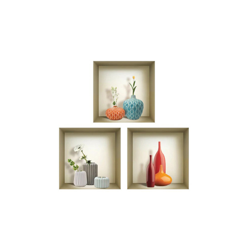 Set of Three Liv Faux Niche 3D Peel and Stick Wall Decals - 608219388614