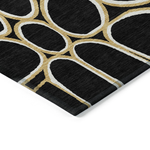 8' X 10' Black Ivory And Beige Abstract Washable Indoor Outdoor Area Rug - 608219090272