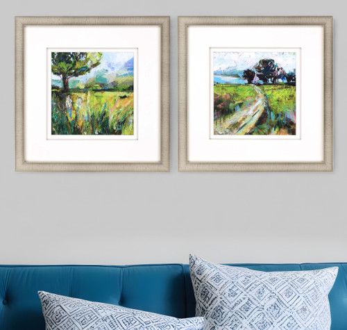 Set Of Two Wildflower Meadow Gold Framed Print Wall Art - 606114917465