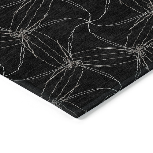 8' X 10' Black And Ivory Geometric Washable Indoor Outdoor Area Rug - 880016525267