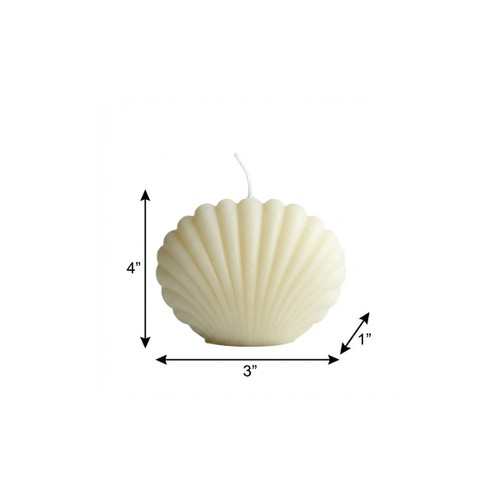 4" Ivory Coconut Hibiscus Scented Dimensional Seashell Candle - 880016636086