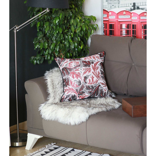 17" Red and White Throw Pillow Cover
