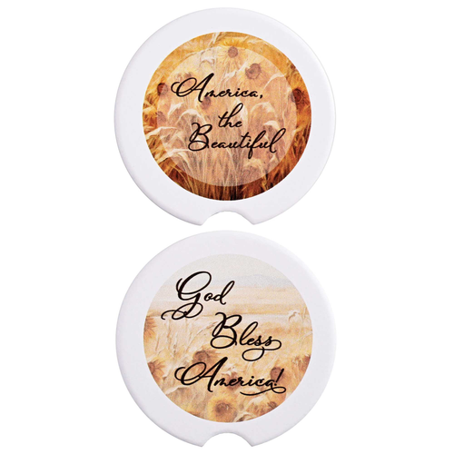Car Coaster God Bless America 2Pk - 603799754453