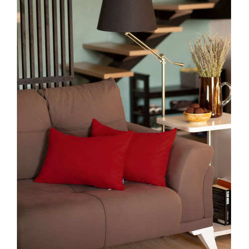 Homeroots Home Decor Set Of 2 Red Modern Lumbar Throw Pillows