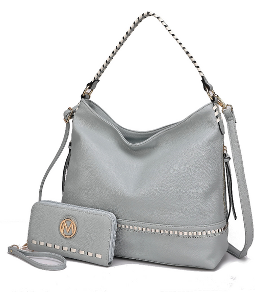 Blake two-tone whip stitches Vegan Leather Women's Shoulder bag  with Wallet - 726667356648