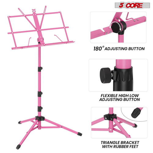 Music Stand For Sheet Music Portable Tripod Adjustable Folding Note Holder Higher  - 810144132624