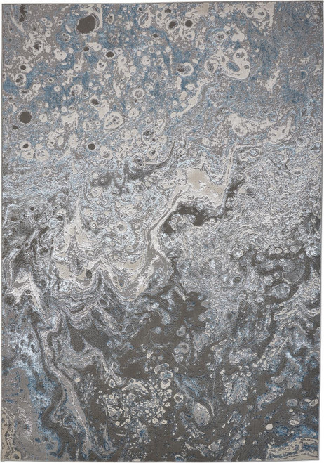 10' x 13' Blue and Gray Abstract Power Loom Area Rug - 606114914662