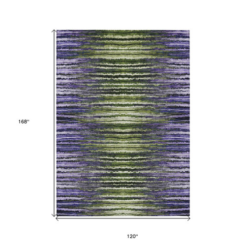 10' X 14' Purple Lilac And Lavender Striped Washable Indoor Outdoor Area Rug - 608219362836