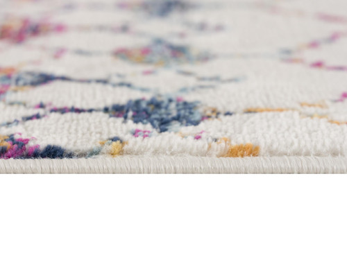 8' X 8' Beige And Blue Abstract Round Rug - 880016799392