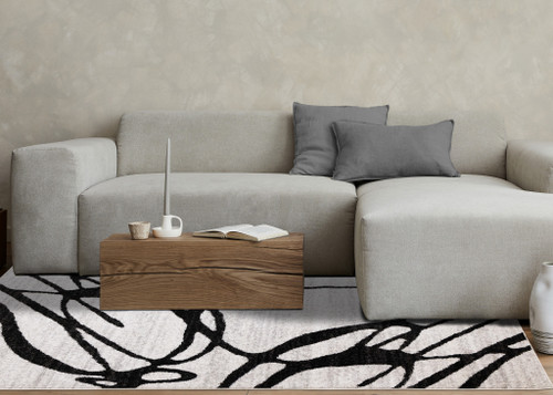 8' X 11' Black And Gray Abstract Area Rug - 880016757132