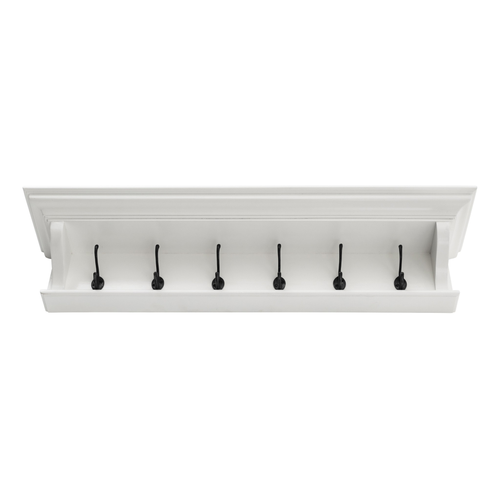 Classic White Wood Wide Six Hook Coat Rack - 808230003965
