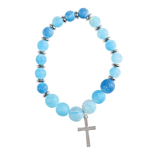 Bracelet Woman Of God Blue W/Cross - 603799687362