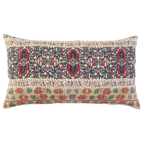 Homeroots Home Decor Red Beige Patterned Panel Lumbar Pillow, Red Beige, 26 x 14 Inches