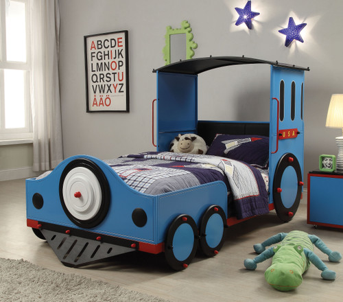 83" X 44" X 51" Blue Red And Black Train Metal Twin Bed - 689211814592