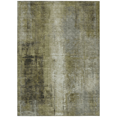 10' X 14' Olive Green And Ivory Abstract Washable Indoor Outdoor Area Rug - 880016710670