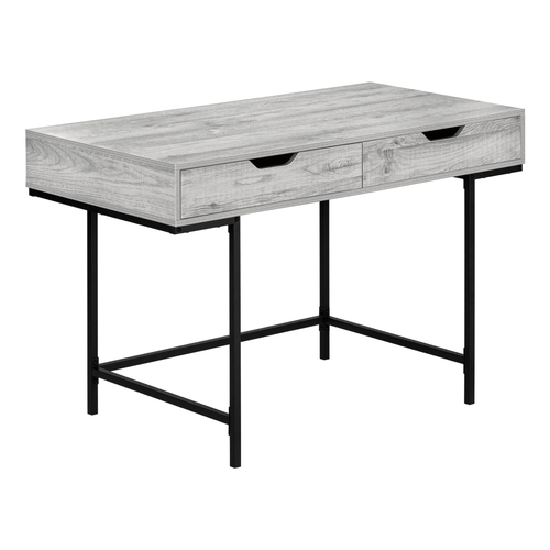 47" Gray and Black Wood and Metal H-Shape Computer Desk With Two Drawers - 608219040079