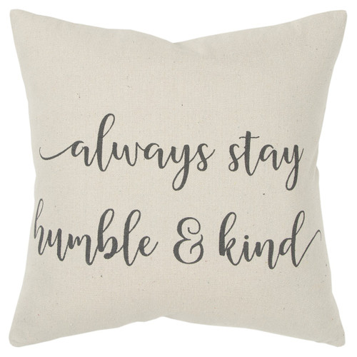 Homeroots Home Decor Gray Cream Humble and Kind Throw Pillow, Gray Cream, 20 x 20 Inches