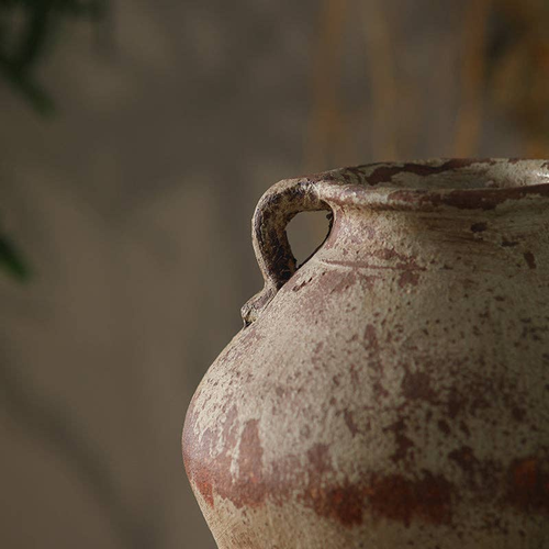Antique-Style Rustic  Vase with Double Handles - 729634654952