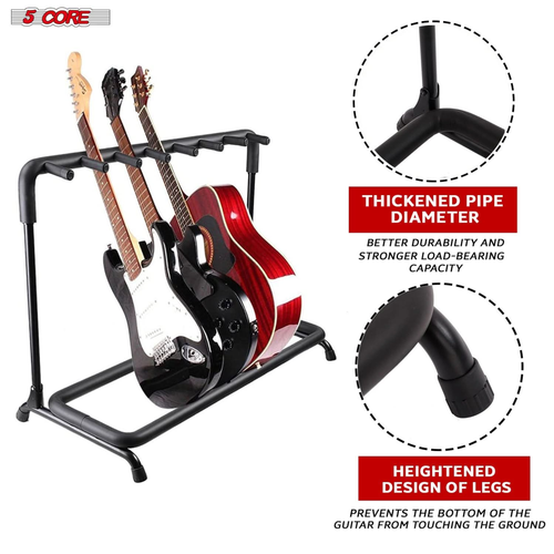 Guitar Rack 7 Slot Multi Guitars Stands Floor Safe Storage for Electric Acoustic Flying V Guitars - 810144133041