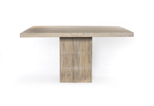 60" Brushed Ivory Square Solid Wood Dining Table - 606114680116