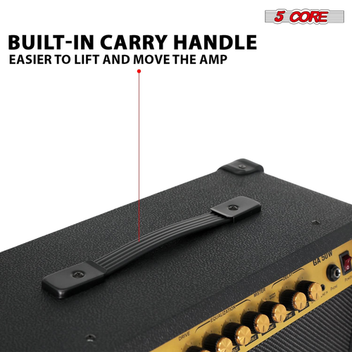 Guitar Amp 50 Watt  Electric Amplifier w Built in 8" Speaker Portable Mini Amps w Aux - 810144134437
