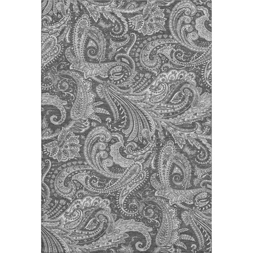9' X 12' Gray And Ivory Paisley Washable Area Rug With UV Protection - 880024936215