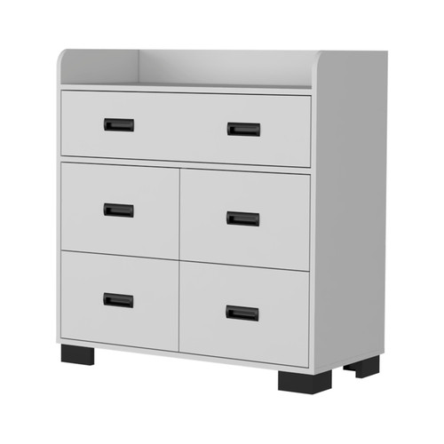 34" White Five Drawer Dresser - 608219294601