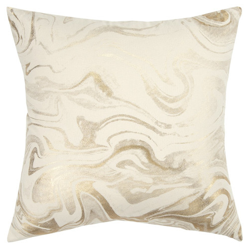 Homeroots Home Decor Dreamy Gold and Ivory Marble Pattern Throw Pillow, Gold and Ivory, 20 x 20 Inches