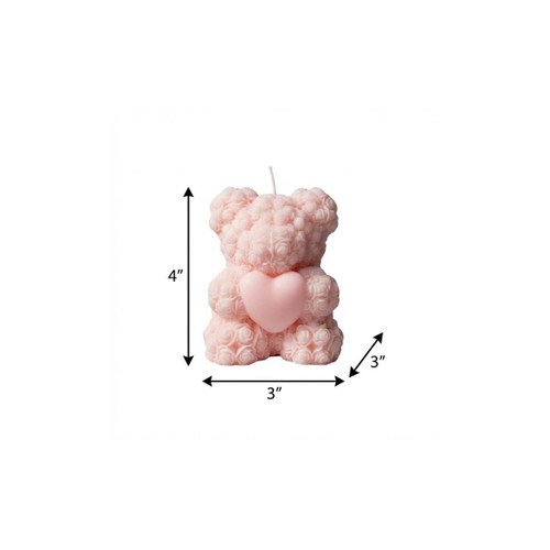 4" Pink French Market Scented Dimensional Teddy Bear Candle - 880016831504