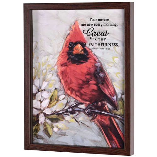 Framed Wall Art Red Cardinal His Mercies - 603799705738