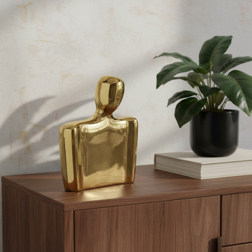 10" Gold Ceramic Modern Abstract Table Vase - 880024735429