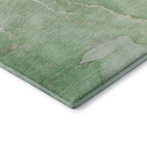 9' X 12' Green And Ivory Abstract Washable Area Rug With UV Protection - 880024520162